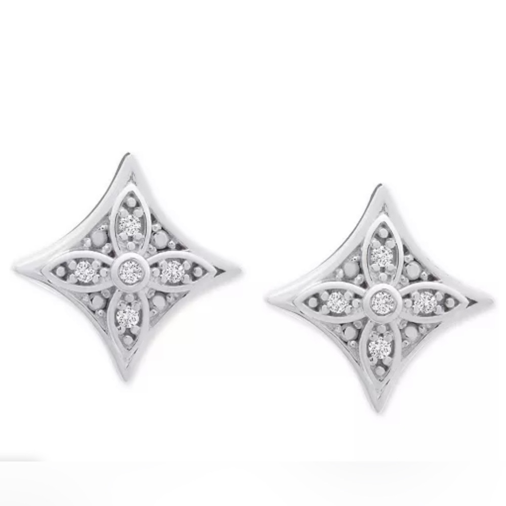Diamond Star Stud Earrings (1/10 ct. t.w.) in Sterling Silver